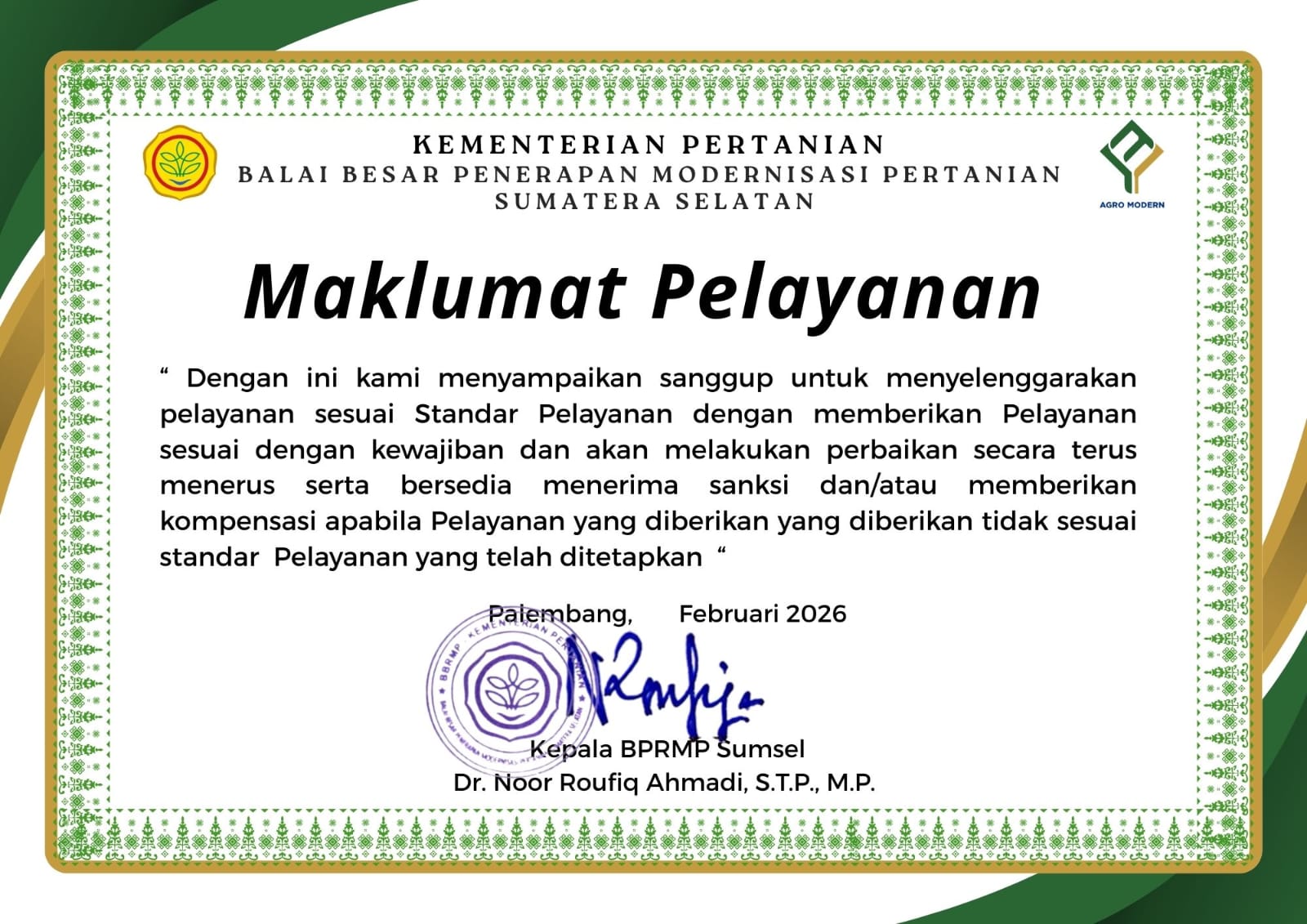 Maklumat Pelayanan BRMP 2025