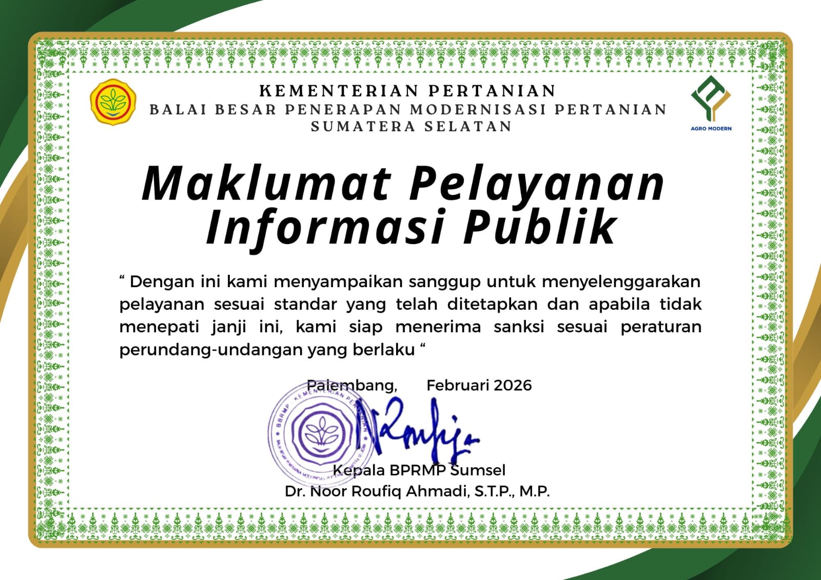 Maklumat Pelayanan Informasi Publik BRMP 2025